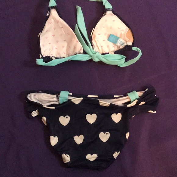 Victoria’s Secret Pink Heart Bikini Navy sz small - Picture 4 of 5